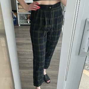 Urban Outfitters - Urban Renewal Wool Trousers, Navy/Forest